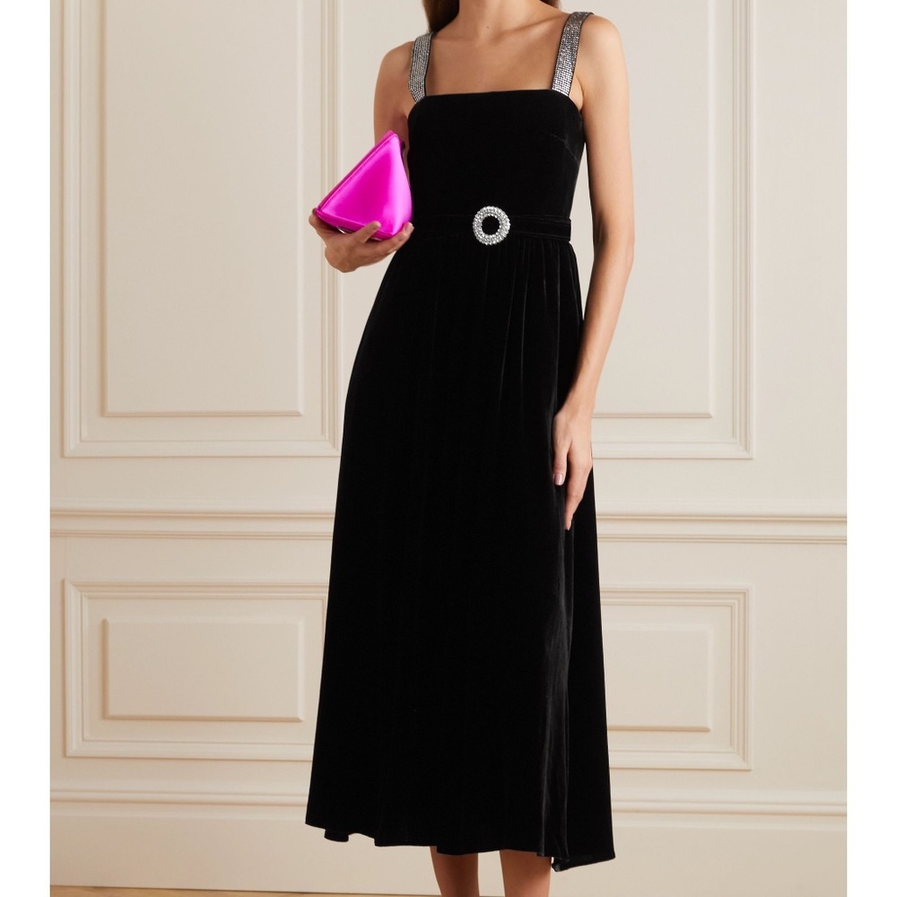 Borgo De Nor from Net-A-Porter Velvet & Crystal Holiday Midi Dress UK 6 US 2